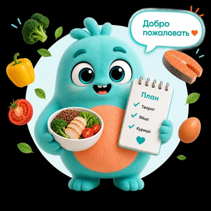 Персонаж Replate с готовым рационом и планом питания